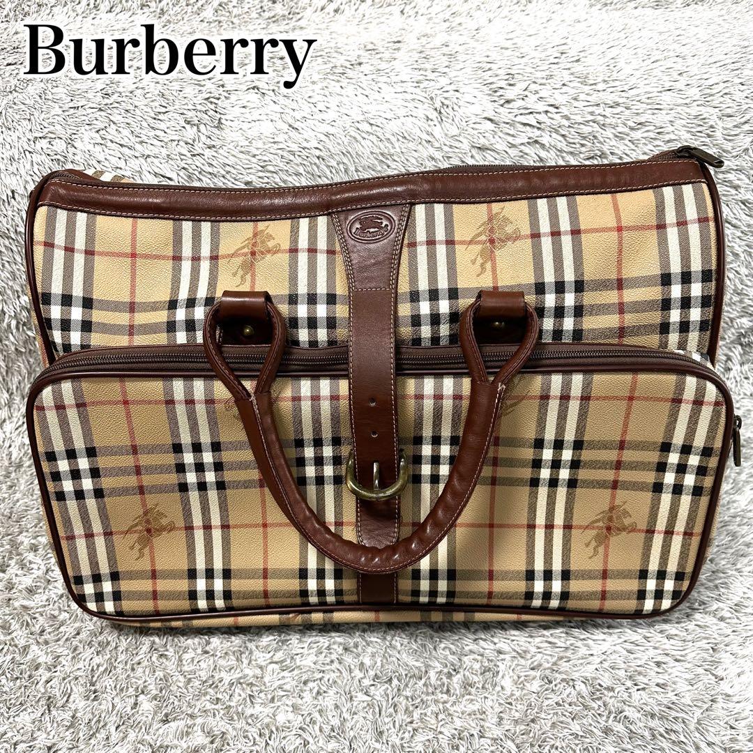 【極美品】　BURBERRY　ノバチェック　ボストンバッグ　シャドーホース