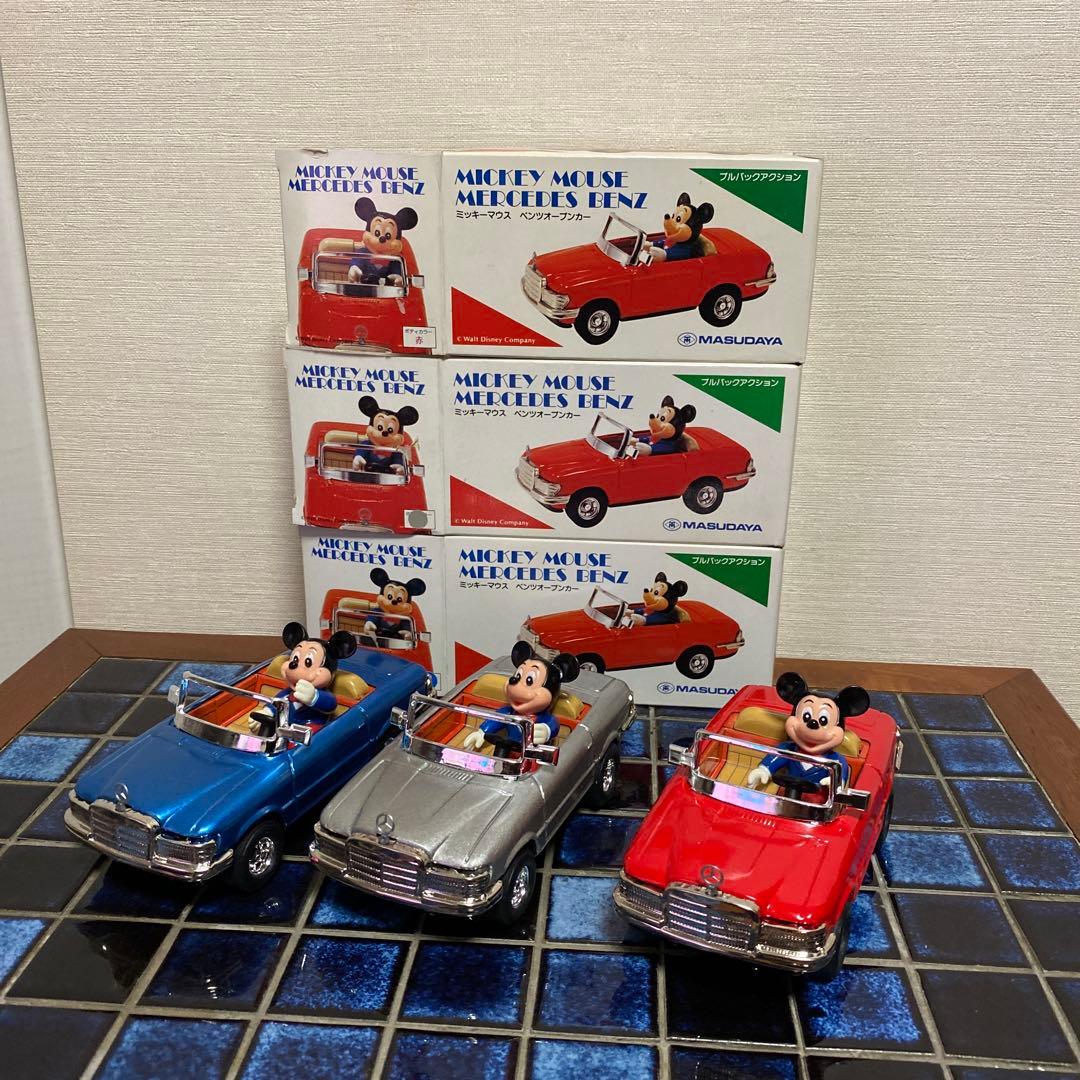GX71　ブリキ ミニカー　増田屋　ミッキーマウス　ベンツ　3色セット