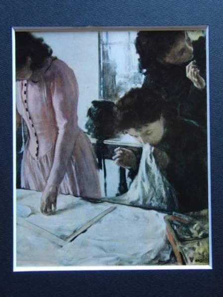 小磯良平、【洋裁する女達】、希少な限定額装用画集画、新品高級額 額装付