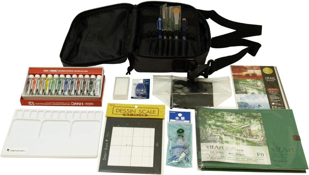 【新品】マルマン 画材セット ヴィフアール 水彩画 スターターキット ブラック 初心者におすすめ！ヴィフアール水彩画スターターキット｜Maruman マルマン