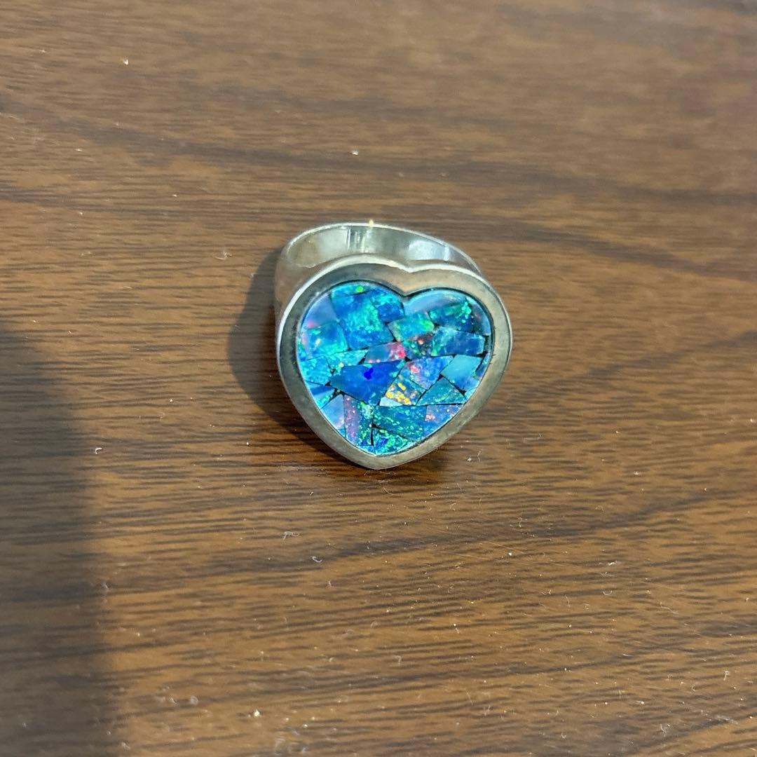 nananbijouxxx ハート モザイクオパール リング シルバー