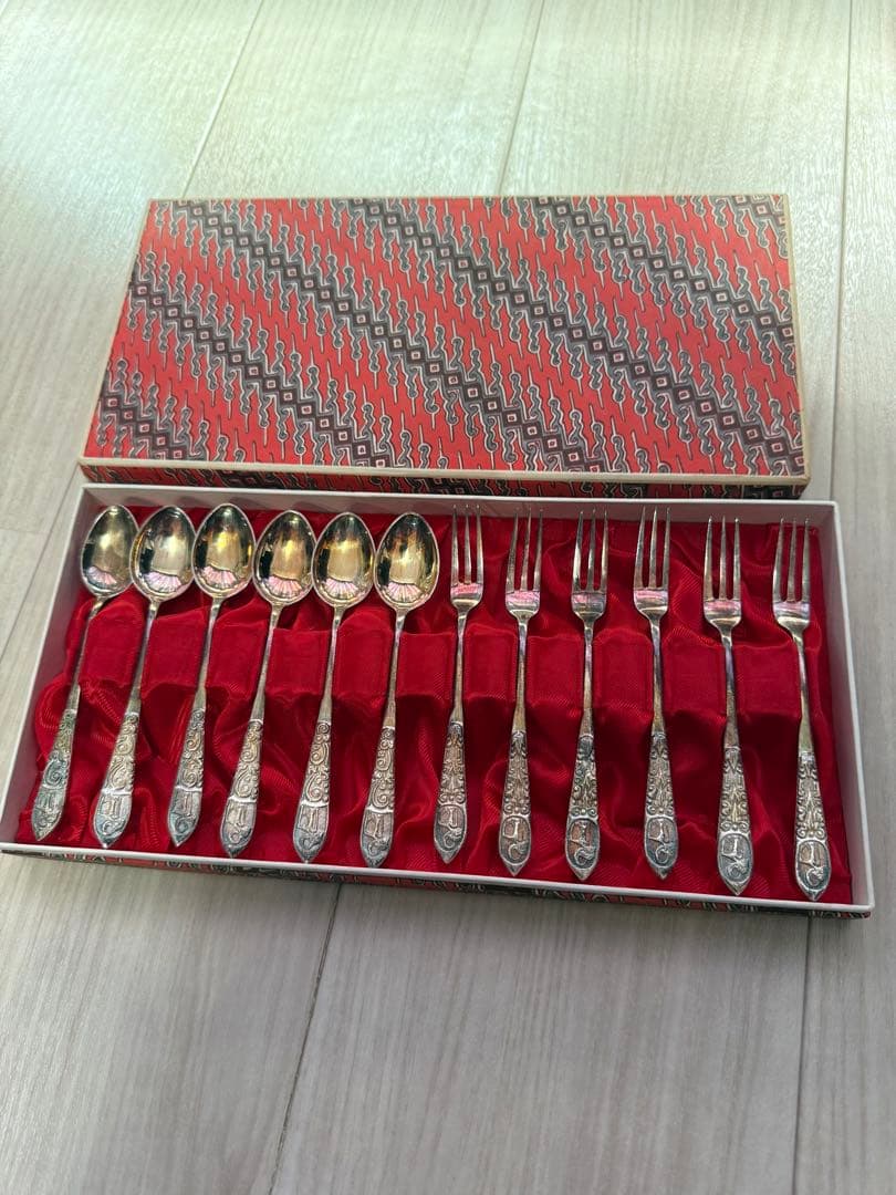 【中古】銀 食器 カトラリー UD 800 DELUXE スプーン フォーク Dusseldorf Silver 800】ドイツ製 銀スプーン 6本セット シルバー