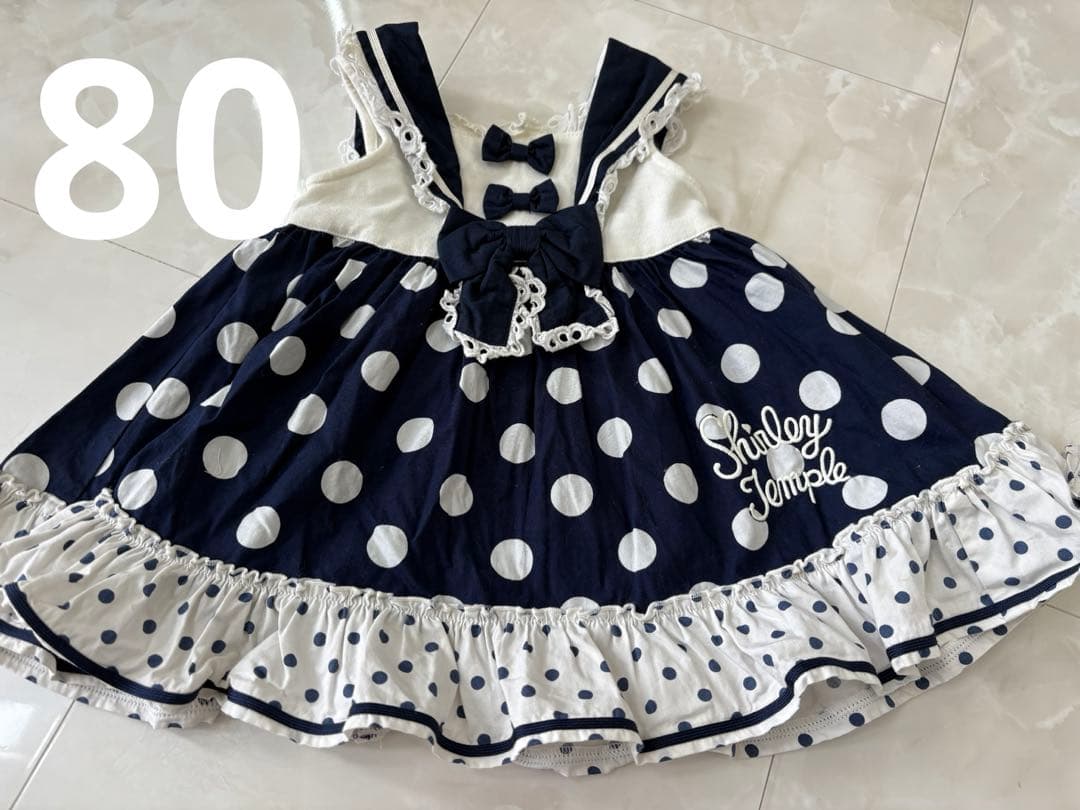 シャーリーテンプル♡ネイビードットワンピース♡80センチ♡
