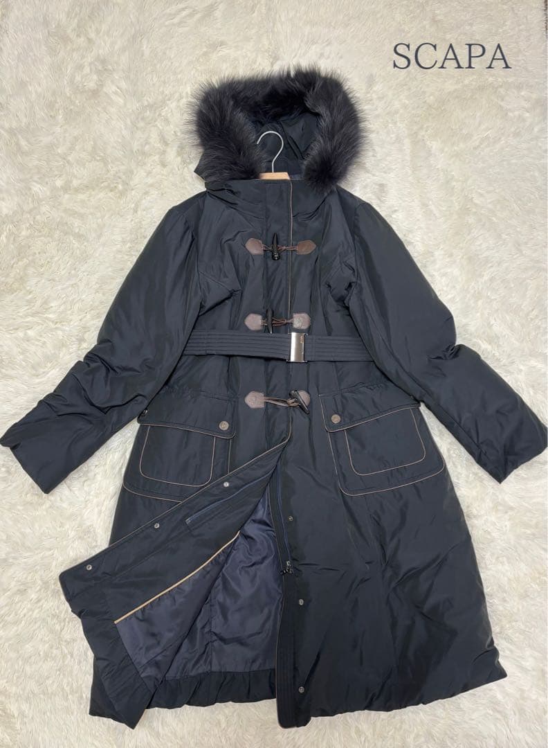 スキャパ　大きいサイズ　3wayロングダッフルダウンコート　フォックス　黒　46
