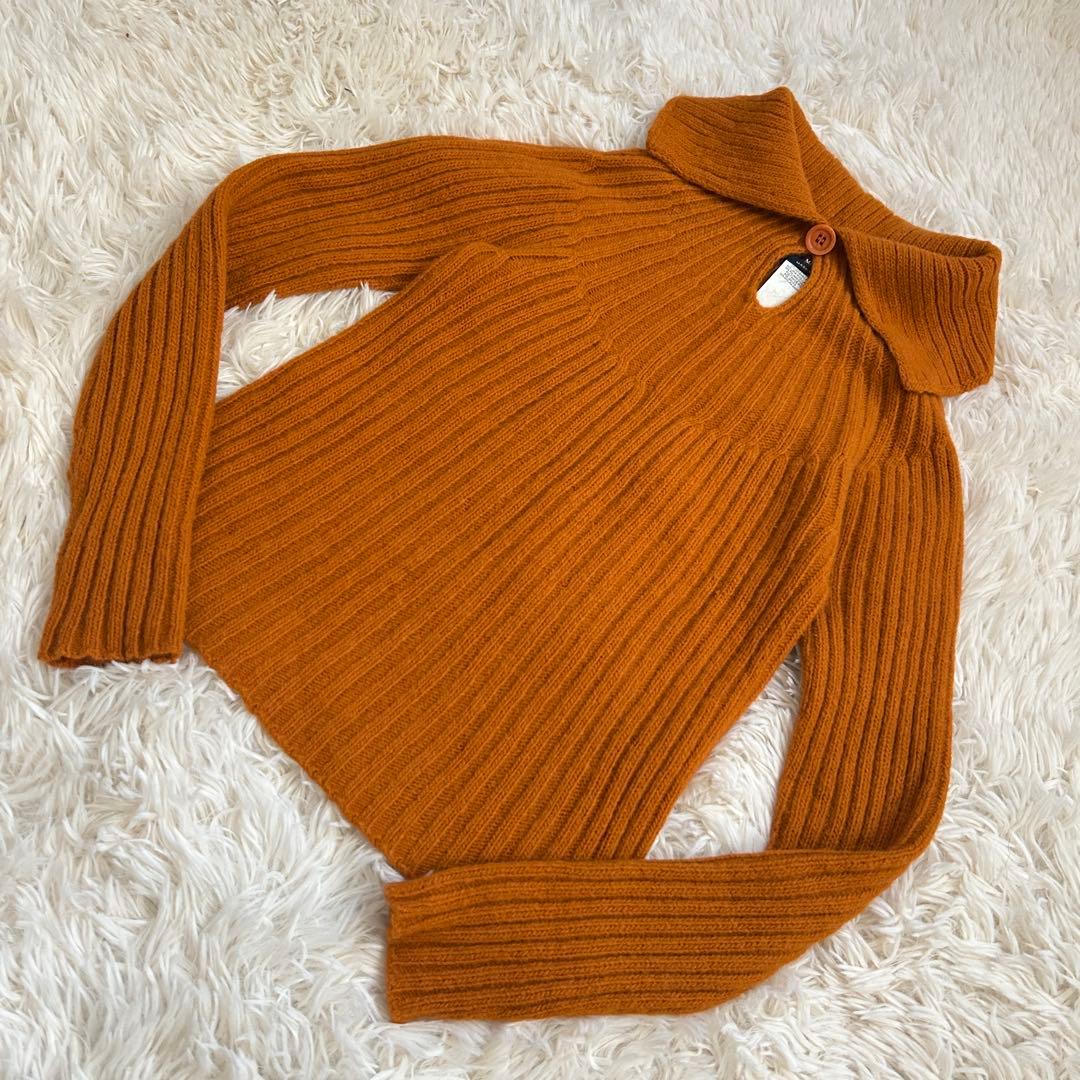 マックスマーラ　ニット　リブ　キャメル　長袖タートルネック　イタリア製　Sサイズ