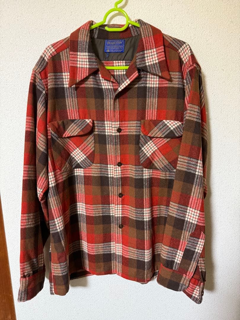 70s USA製 Pendleton ボードシャツ　開襟シャツ　ブラウン