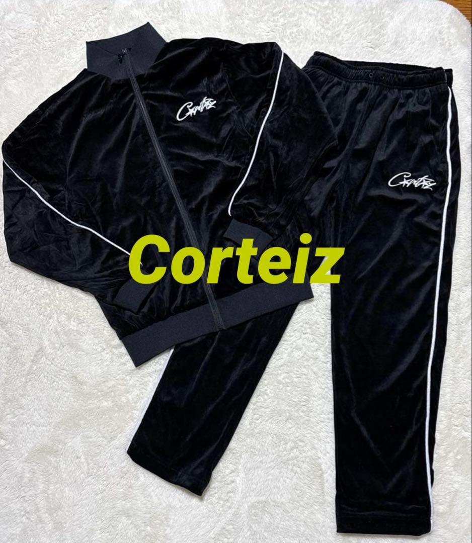 Corteiz ベロアトラックジャケット＆パンツ セットアップ M ブラック