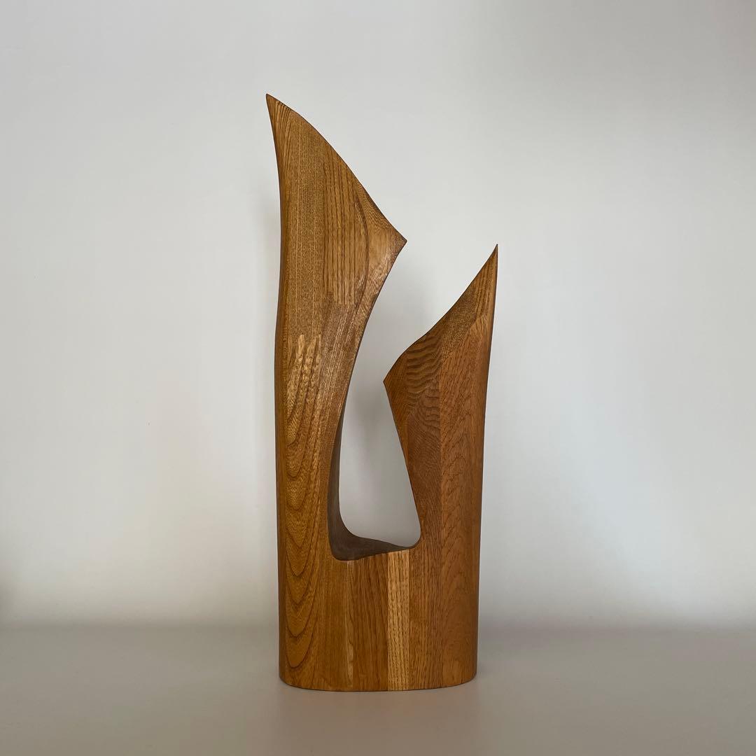 在名 作家もの 抽象彫刻 アブストラクト ウッド スカルプチャー ①