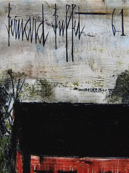 ベルナール・ビュッフェ、「赤い家」、希少な画集より、新品高級額