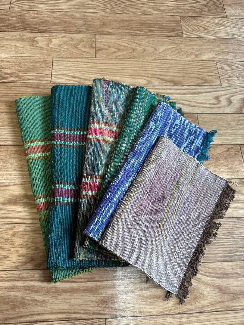 さき織　テーブルセンター6枚セット　ハンドメイド 藍染 手織りテーブルセンター(再販) | iichi 日々の暮らしを心地よく