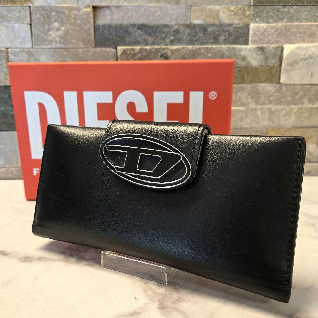 美品 新品 DIESEL ディーゼル 財布 長財布 黒 ブラック Dロゴ 箱付き