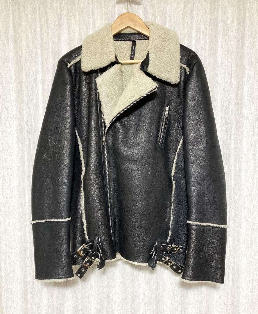 金子ノブアキ着☆[glamb] リアルムートン ダブルライダース 4 羊革