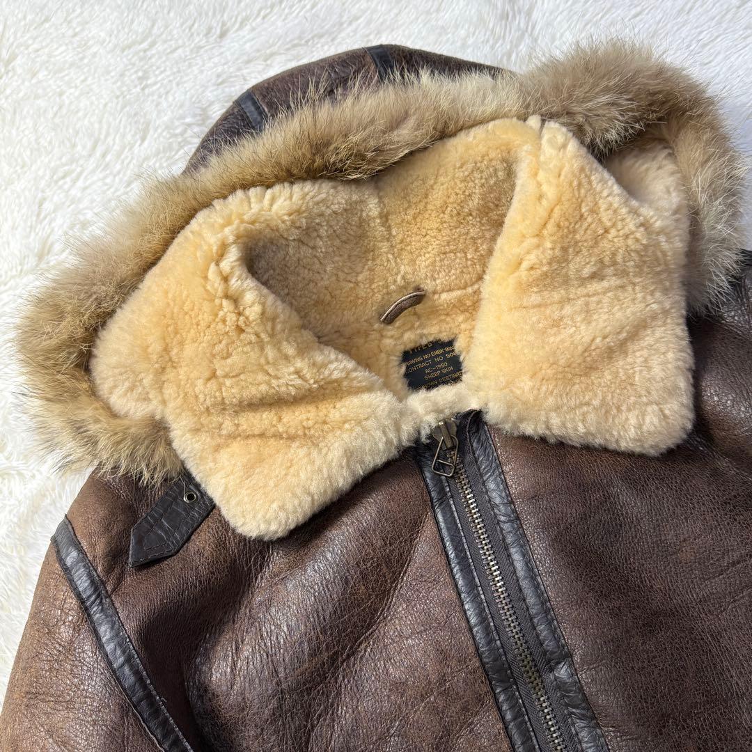 フード付き】vintage B-3 ムートン フライトジャケット M 超短丈