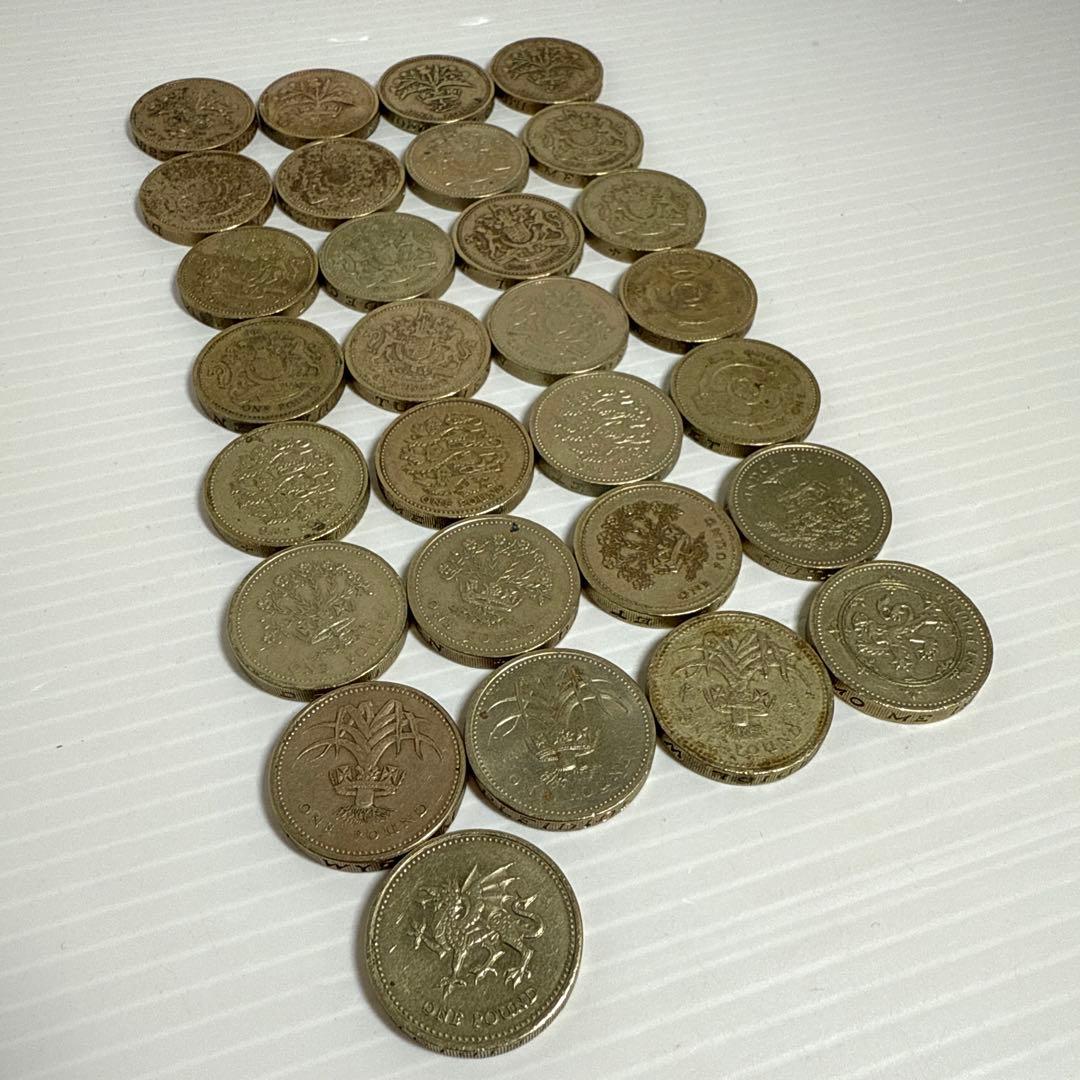 レア！旧１ポンド イギリス 赤いライオン ドラゴン 等 硬貨 9種29点セット