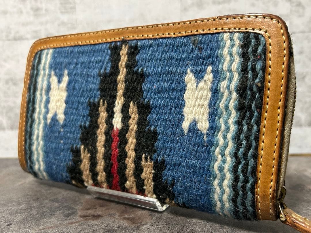 オールドポイント ラウンドファスナー ウォレット レザー ラグ チマヨ 長財布