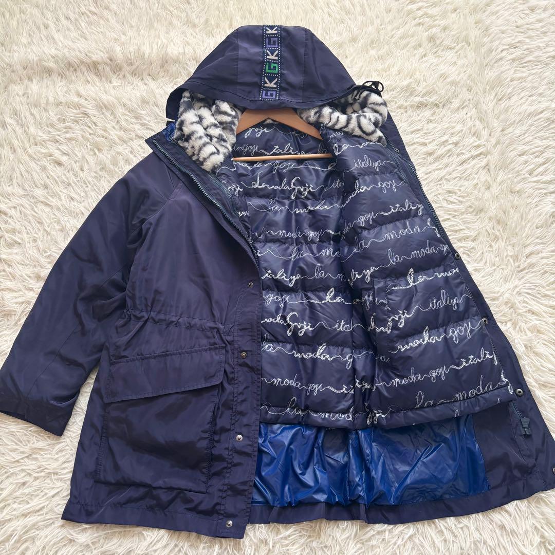 美品 伊太利屋 3WAY ダウンコート インナーダウン Mサイズ 紺 近年モデル