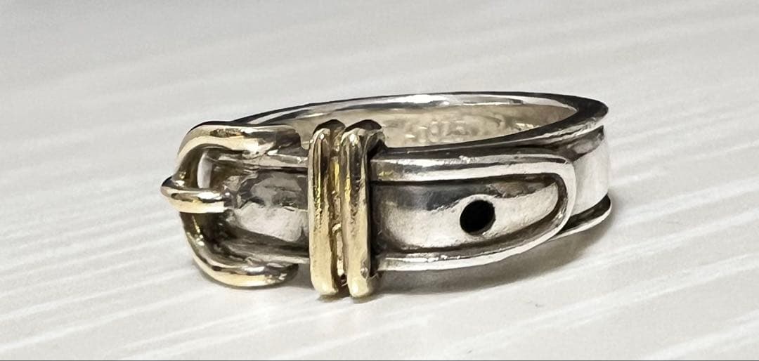 HERMES サンチュール 49 シルバー×イエローゴールド コンビリング HERMES - ◇お値打ち品◇ □新同□磨き済□ エルメス サンチュール