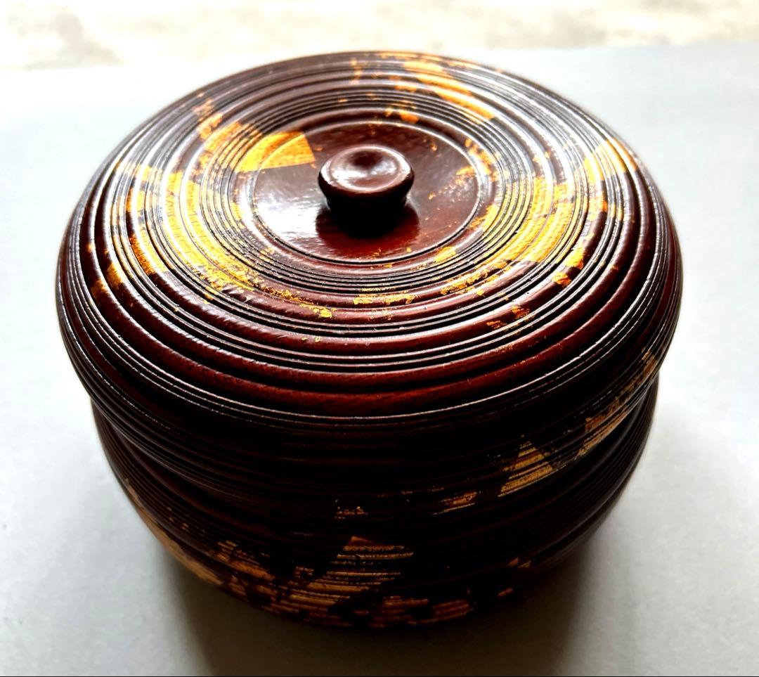 長寛写　重子餅菓子器　2段漆器 長寛写砂金袋形食籠 菓子器 八世象彦 牡丹唐草 八代西村彦兵衛 富貴