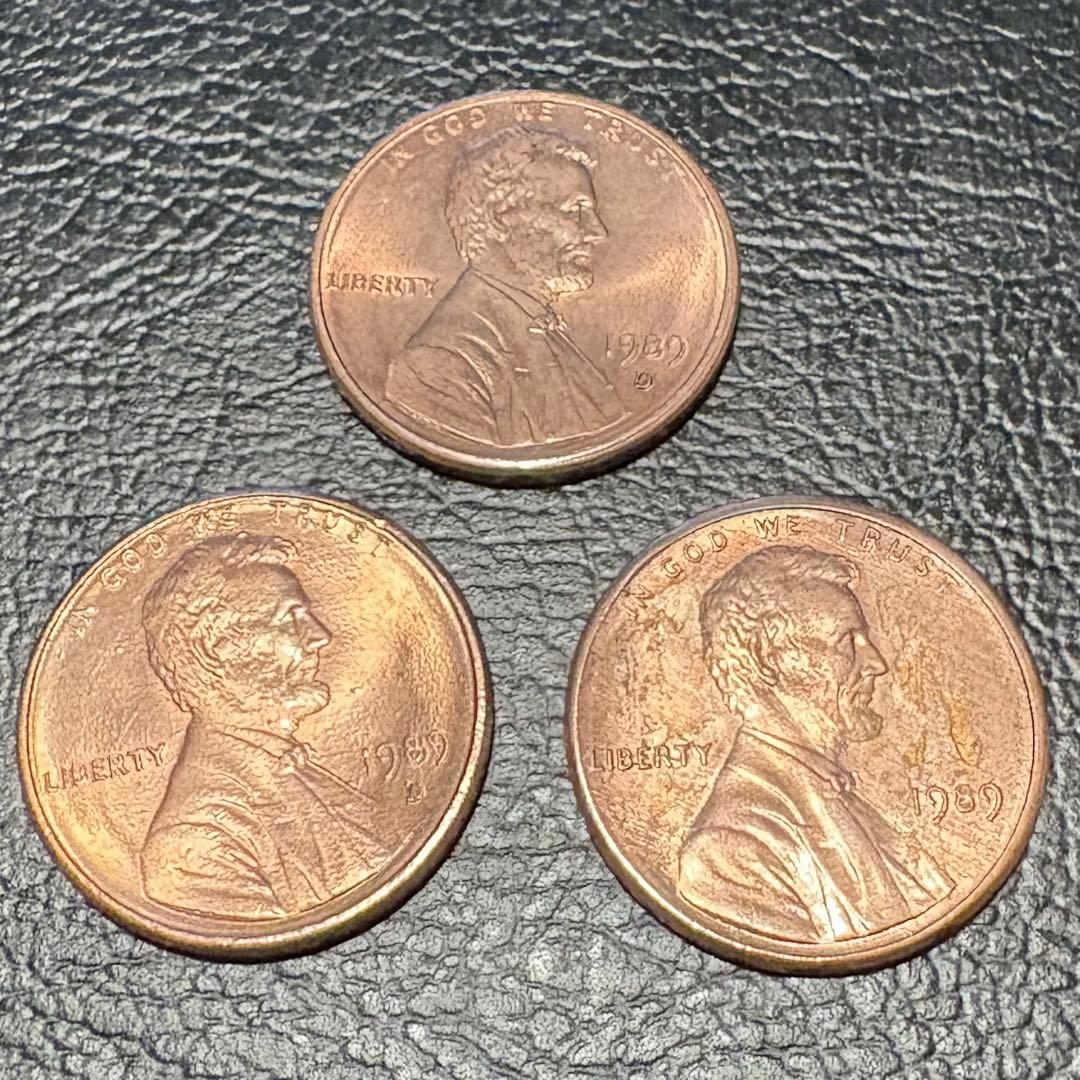アメリカ 1セント 硬貨 リンカーン 3枚セット 1989年 - メルカリ
