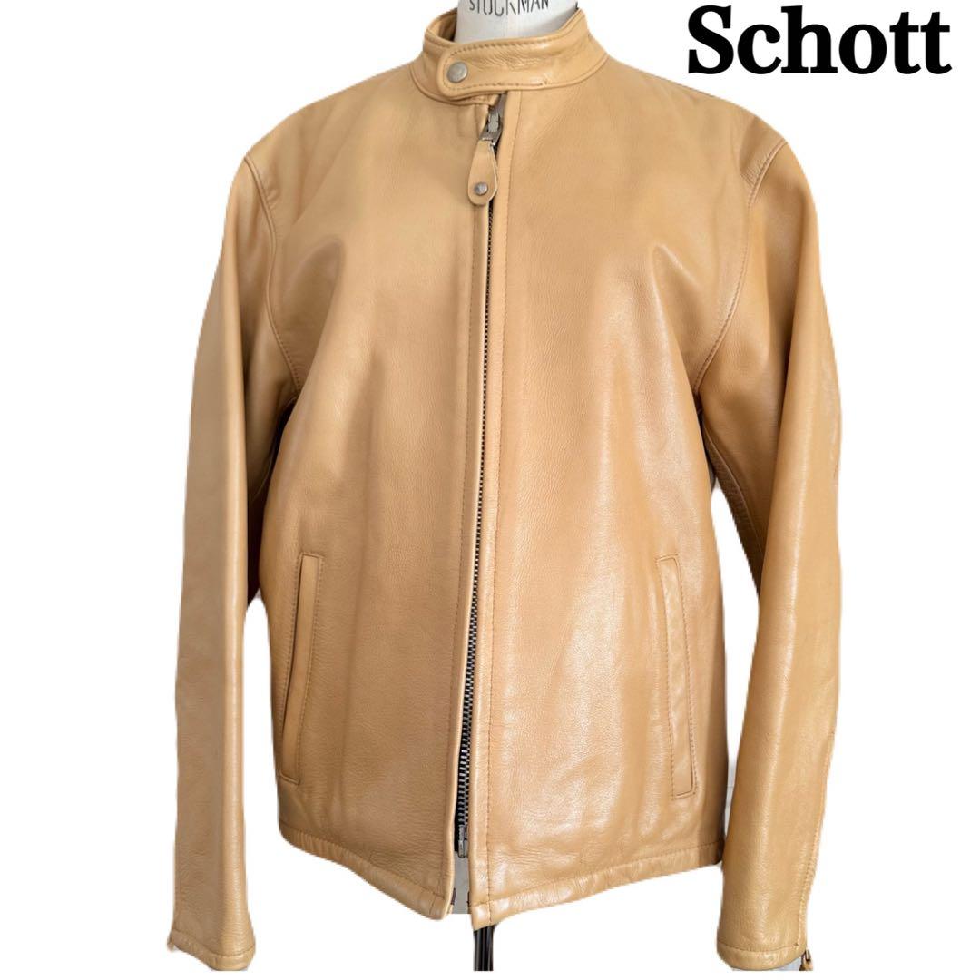 Schott AT877 シングルライダースジャケット 38牛革 USA製 Schott(ショット) レザー ジャケット 70S シングルライダース アウター