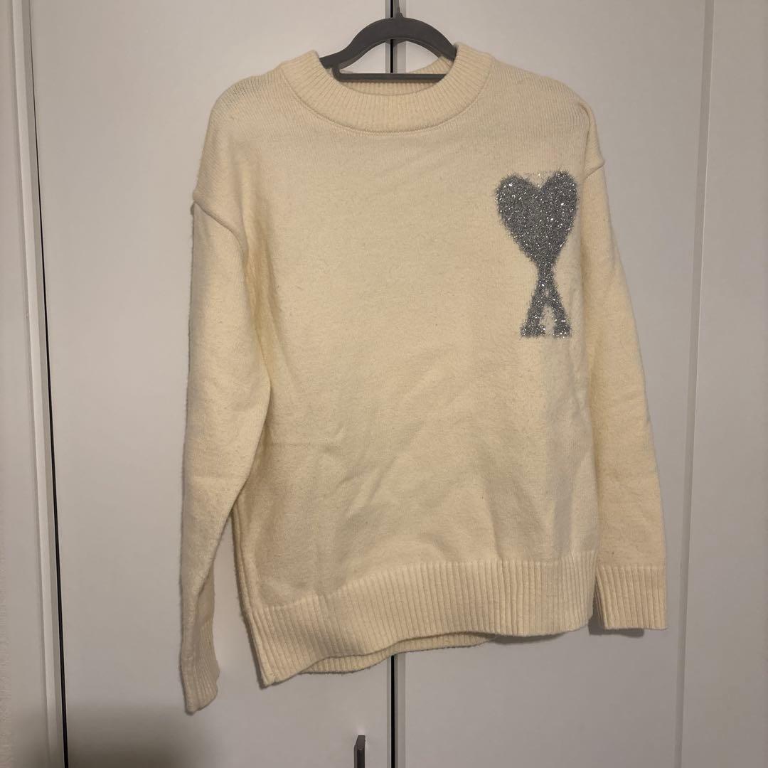 群*青様 ami paris ホワイト シルバー ニットセーター