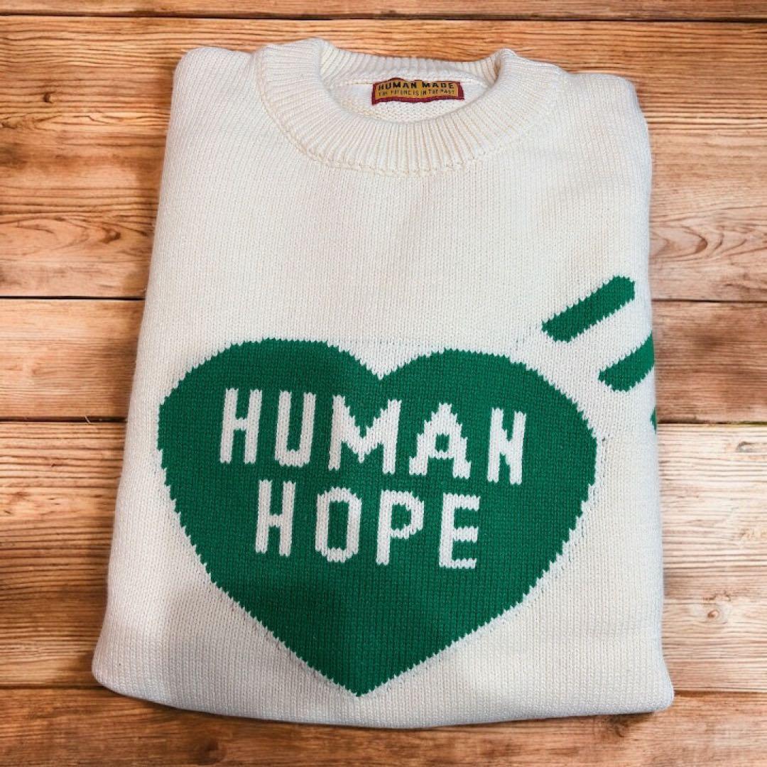 トップス HUMAN HOPE HEART KNIT SWEATER XL