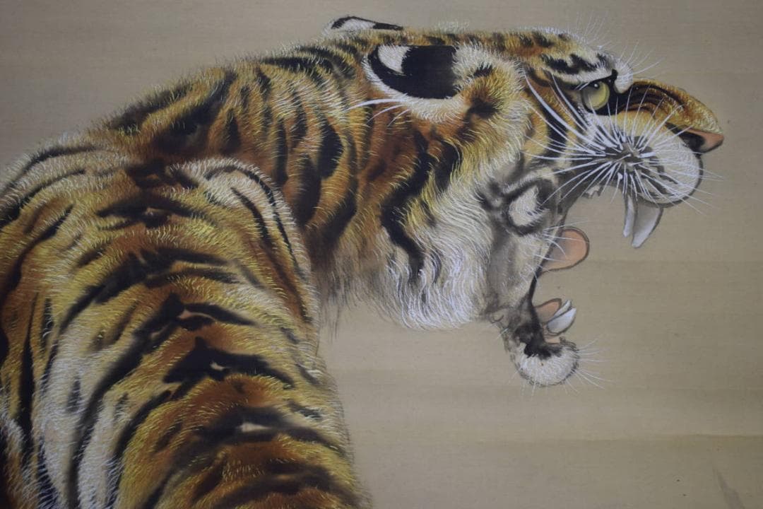 真作/佐々木美山/月下/猛虎図/大幅/布袋屋掛軸HJ-993 模写/佐伯岸駒/月下猛虎図/布袋屋掛軸HC-662 - メルカリ