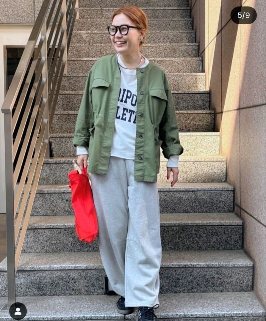 PUAL CE CIN　ノーカラーミリタリーブルゾンジャケット