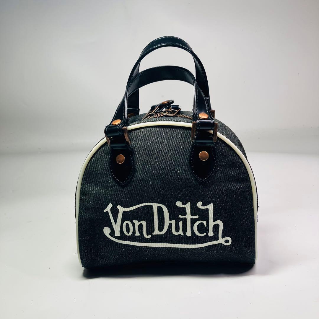 美品　Von Dutchボンダッチキャバス生地　ハンドバッグ　ミニボストンバッグ