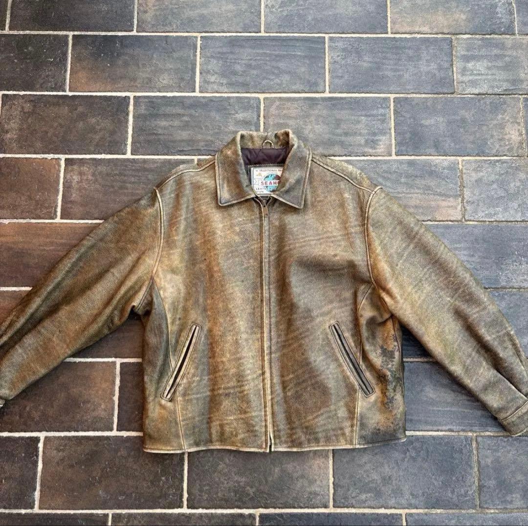 雰囲気抜群 短丈 90s レザージャケット 古着 vintage 本革 A2 - メルカリ
