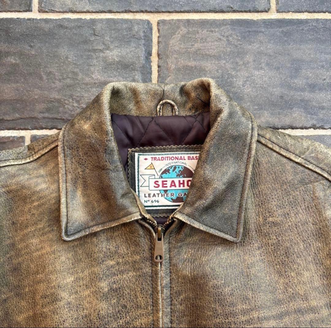 雰囲気抜群 短丈 90s レザージャケット 古着 vintage 本革 A2 - メルカリ