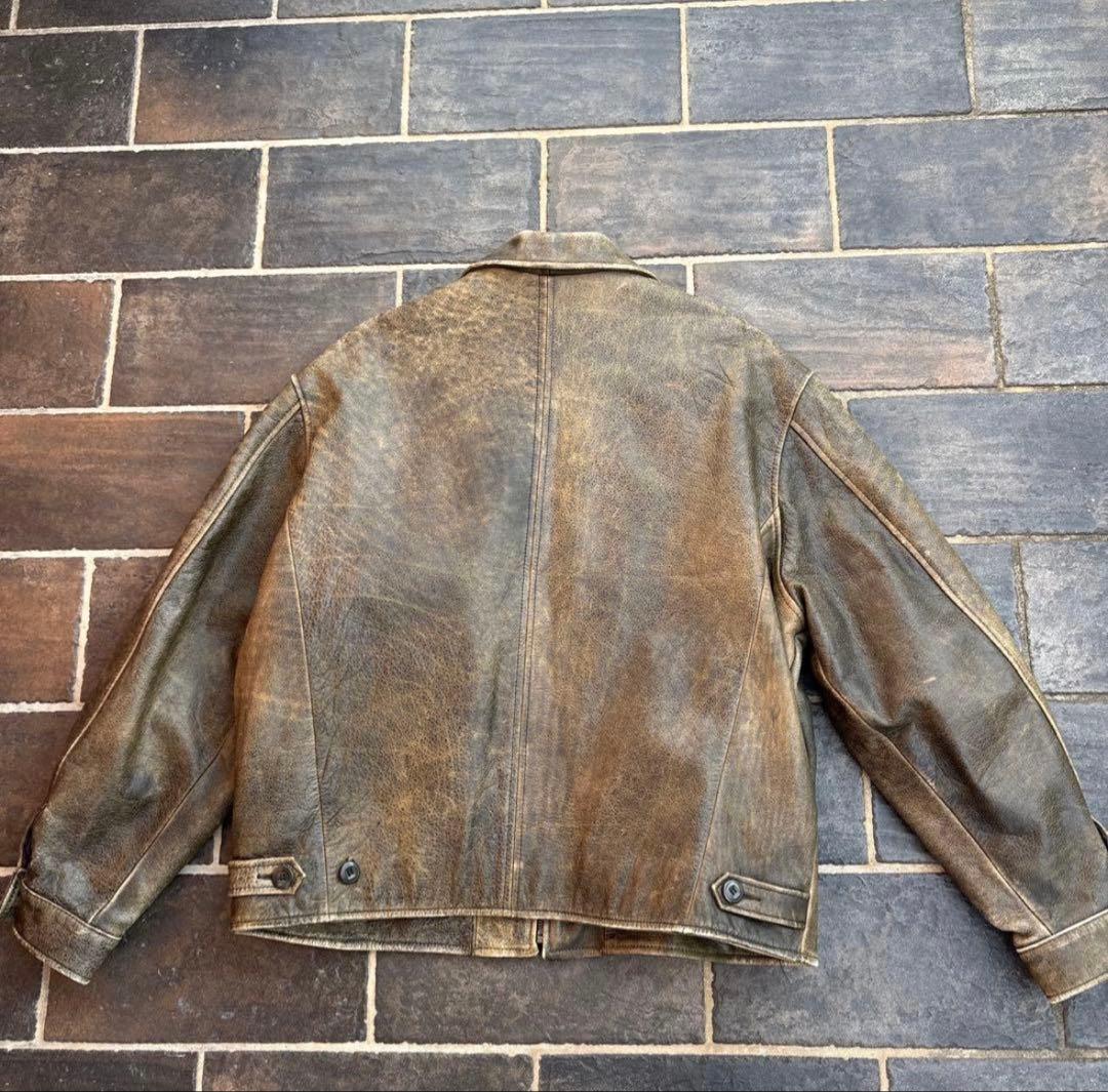 雰囲気抜群 短丈 90s レザージャケット 古着 vintage 本革 A2 - メルカリ