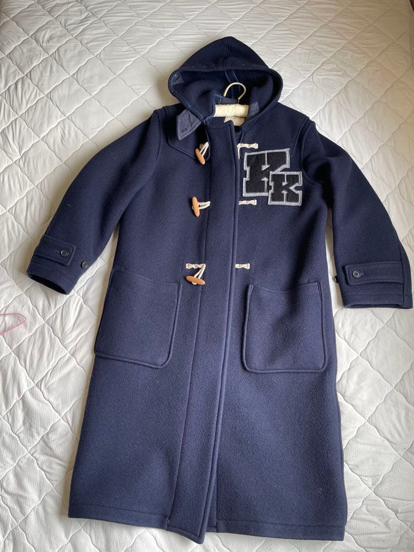 KANEKO ISAOフード付きダッフルコート ネイビー - メルカリ