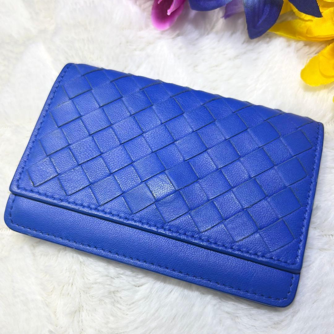 【レア✨】BOTTEGA VENETA イントレチャート 名刺入れ ブルー 青