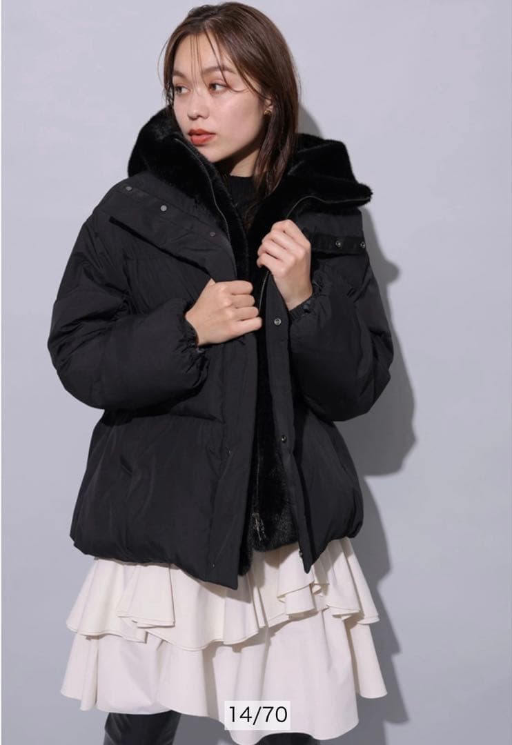 新品Arpege story ファーフード付きMINOTECH中綿コート - メルカリ