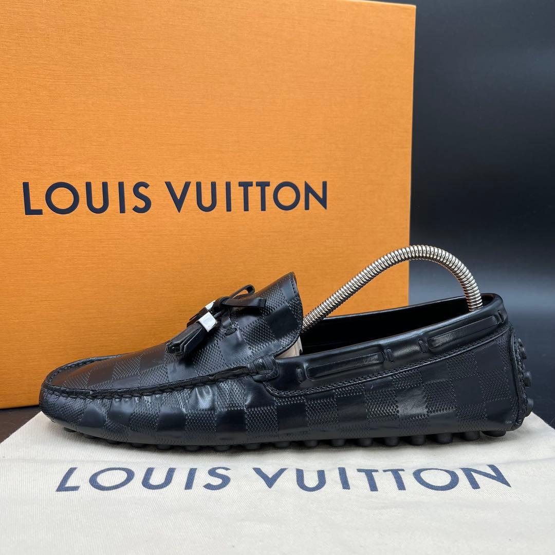 美品✨ ヴィトン ダミエ型押し タッセル メンズ ドライビングシューズ