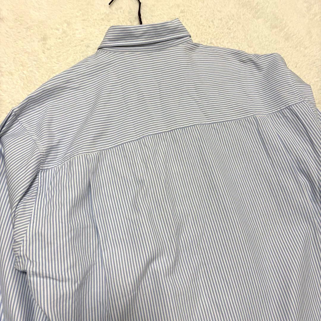 AURALEE オックスフォードBDシャツ ストライプ 4 ブルー × ホワイト