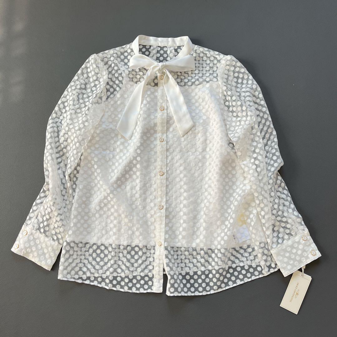 未使用✨25SS GRACE CONTINENTALドットオパールタイ付ブラウス