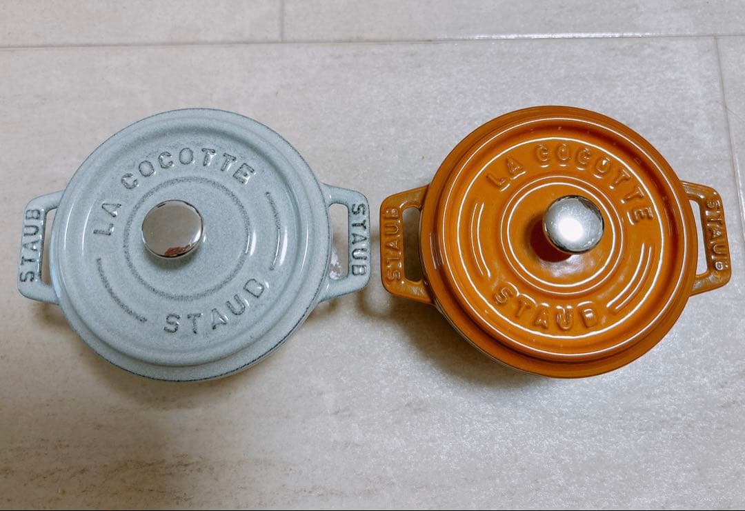 STAUB 両手鍋 オレンジ グレー セット