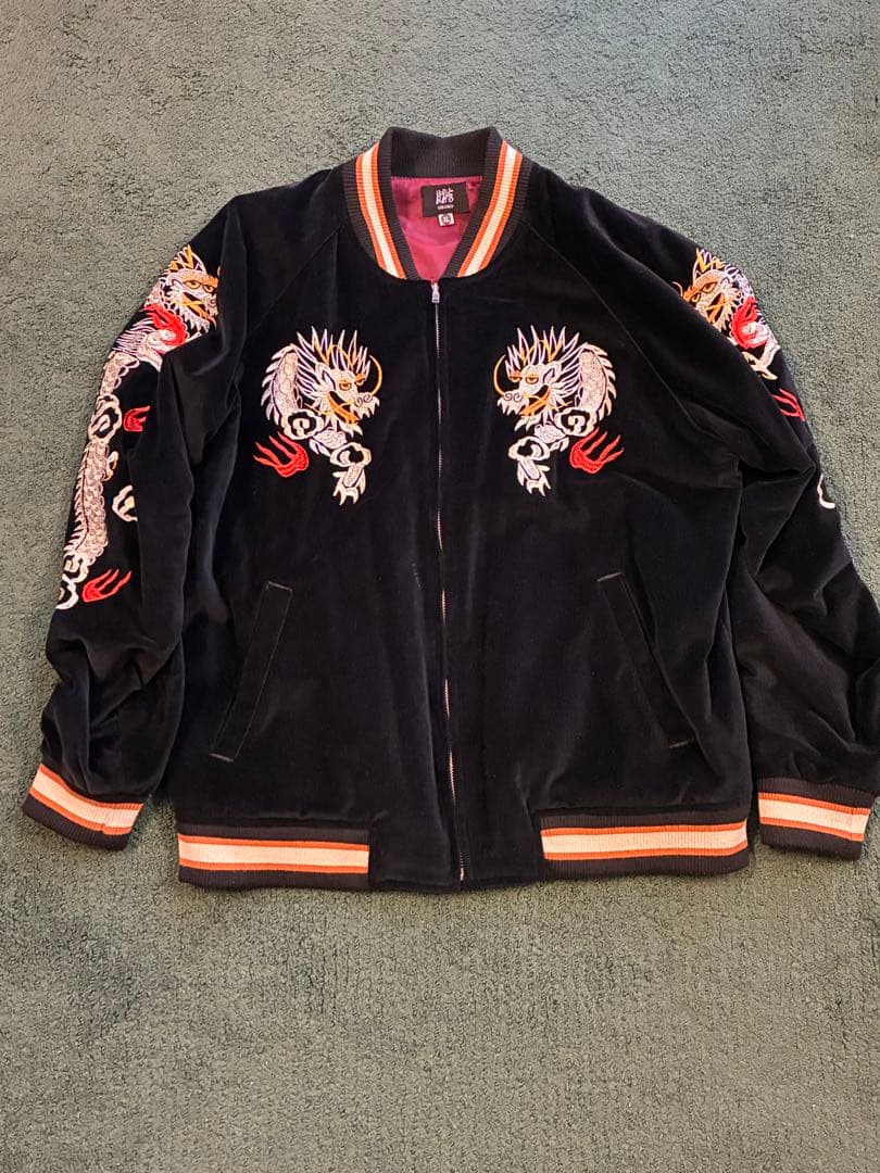 朧 おぼろ 龍 刺繍 別珍 スカジャン ベロア スーベニア ジャケット