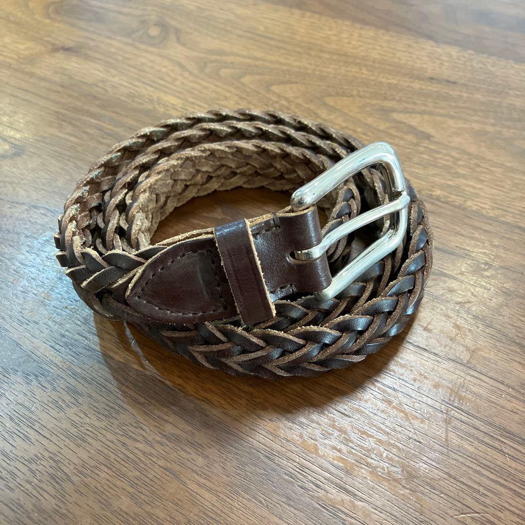 パ*ン様 WHITEHOUSE COX レザー編み込みベルト