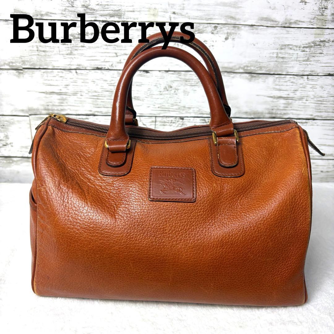美品　希少　Burberrysバーバーリー ミニボストンバッグ　レザー　ブラウン