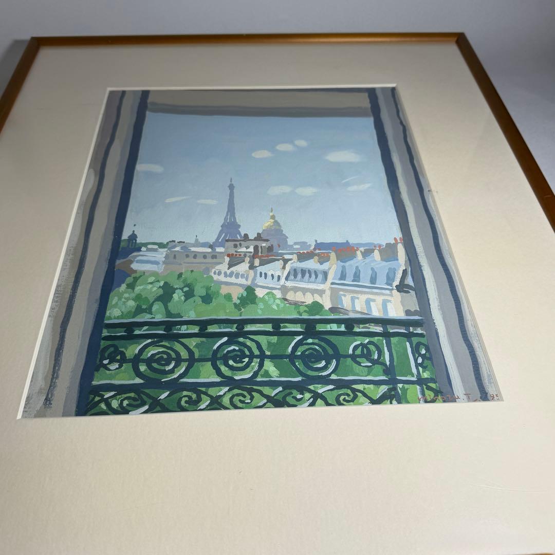 ◆【塚本実】作 グァッシュ画「ルテシアの窓」1995年 41×33cm F6号◆