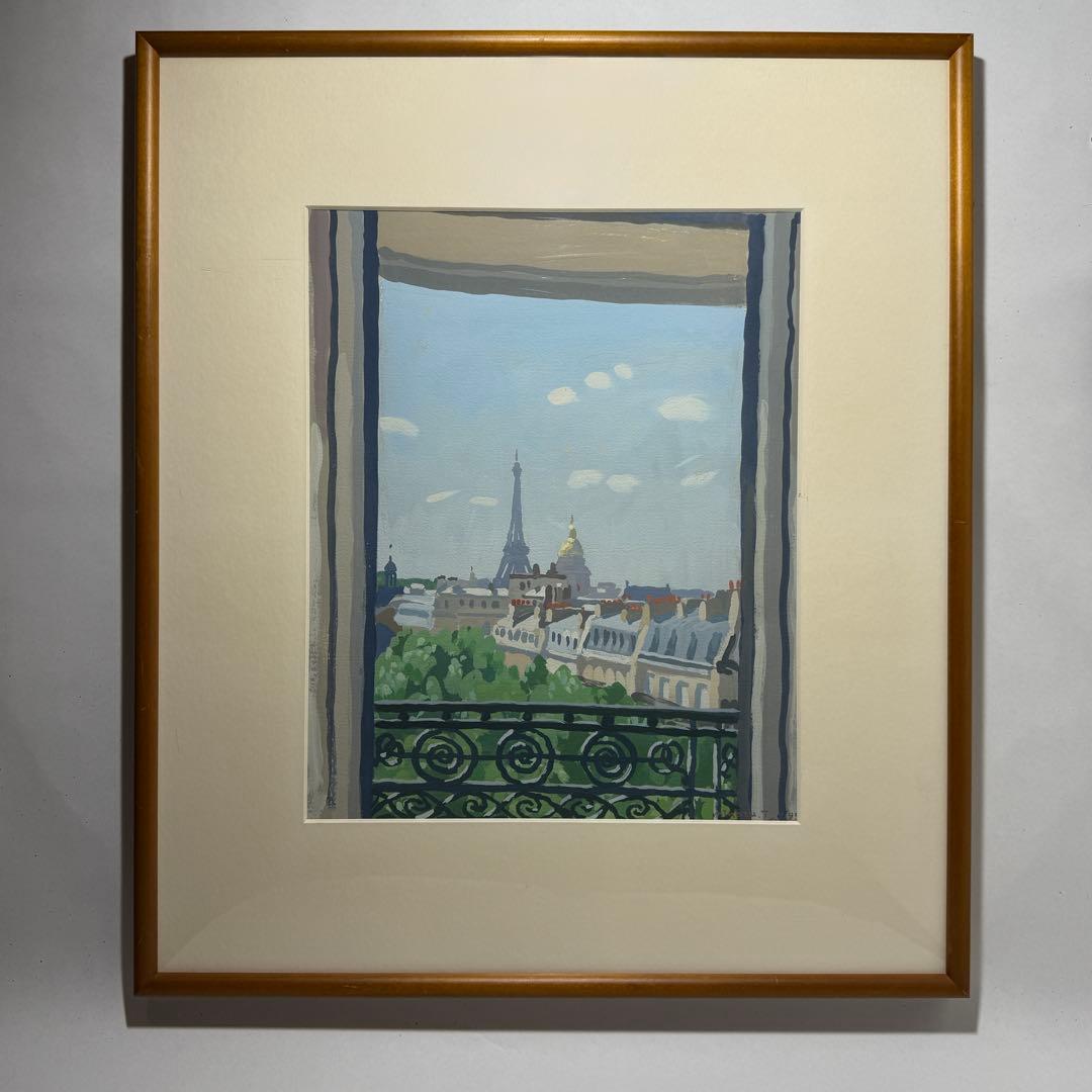 ◆【塚本実】作 グァッシュ画「ルテシアの窓」1995年 41×33cm F6号◆