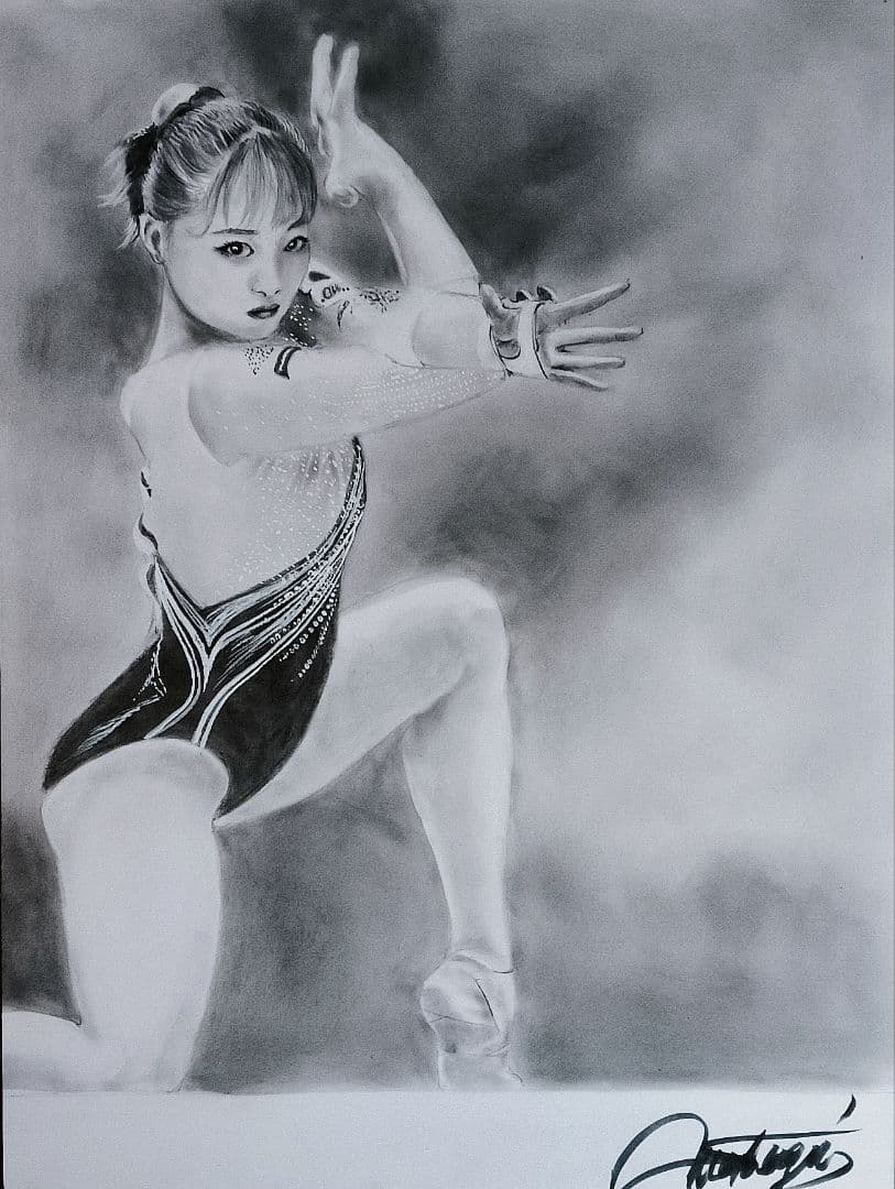 平岩優奈さんの鉛筆画A3