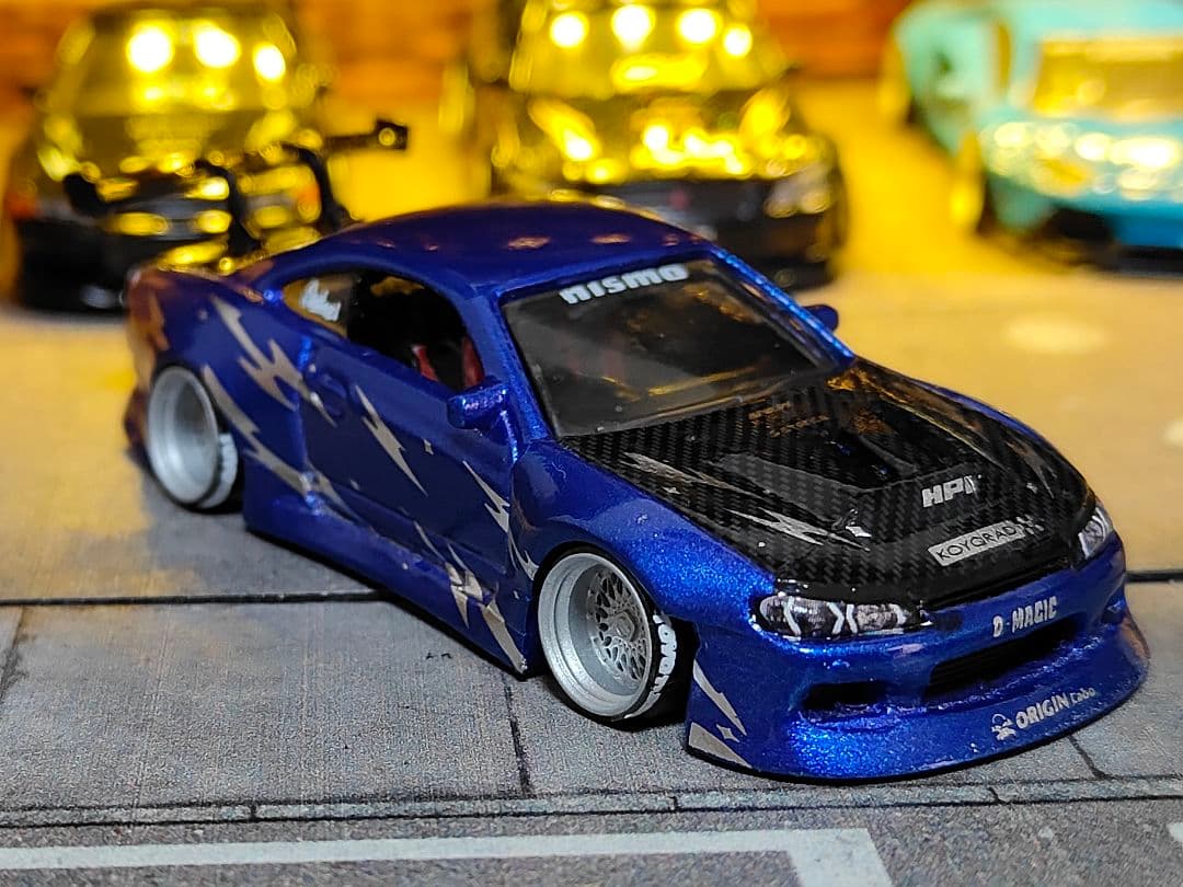 ホットウィールカスタム 日産 s15 フルエアロ ドリ車 深リムトミカ改造