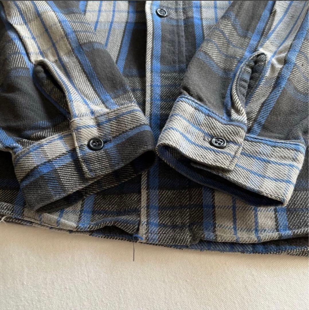 神配色 美品 80s USA製 ファイブブラザー ネルシャツ ブルー ブラック