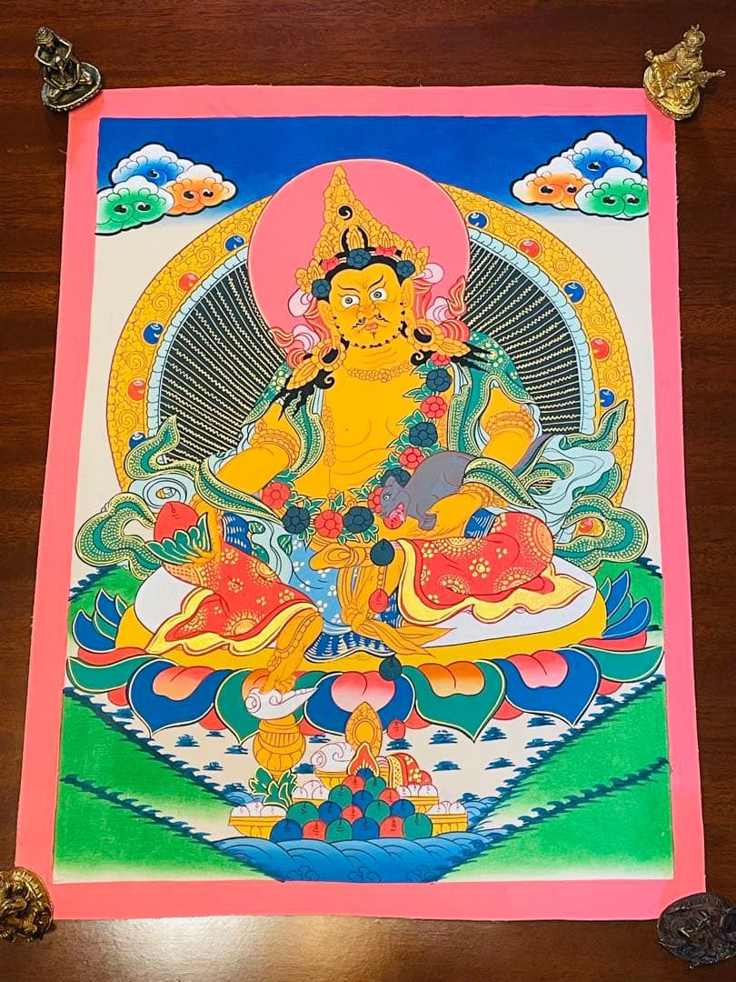 《手描き 肉筆画》宝蔵神 財宝神 シャンバラ クベラ 曼荼羅　Kubera 新品