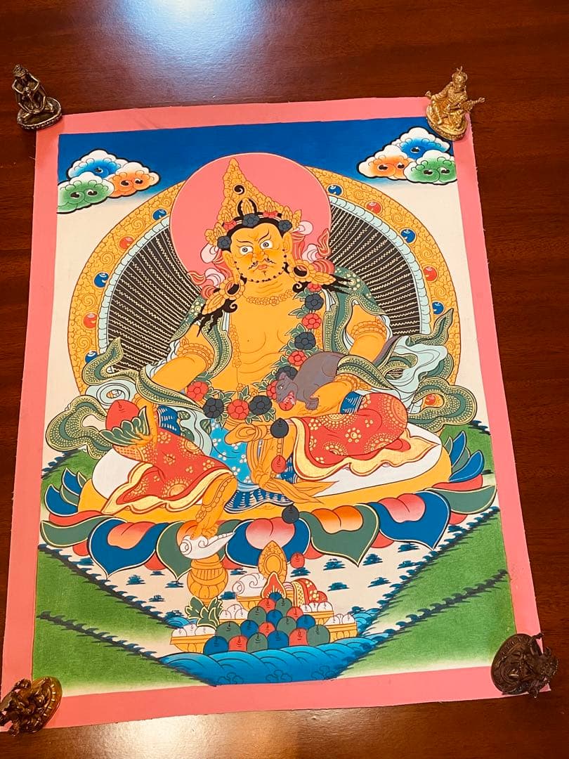 《手描き 肉筆画》宝蔵神 財宝神 シャンバラ クベラ 曼荼羅　Kubera 新品