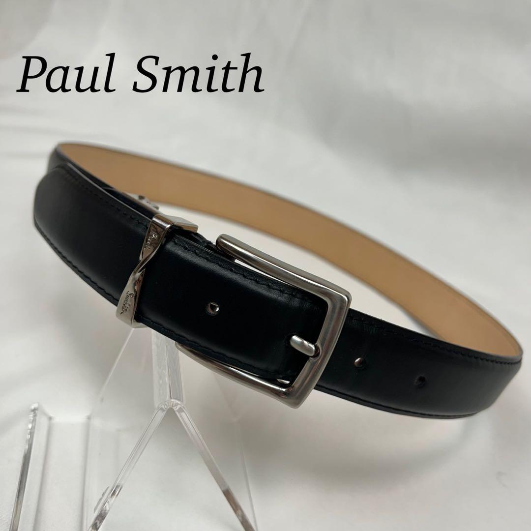 J996 美品 ポールスミス レザー シルバー ベルト ブラック メンズ Paul Smith（ポール・スミス） ベルト メンズ ベルト (リバーシブル